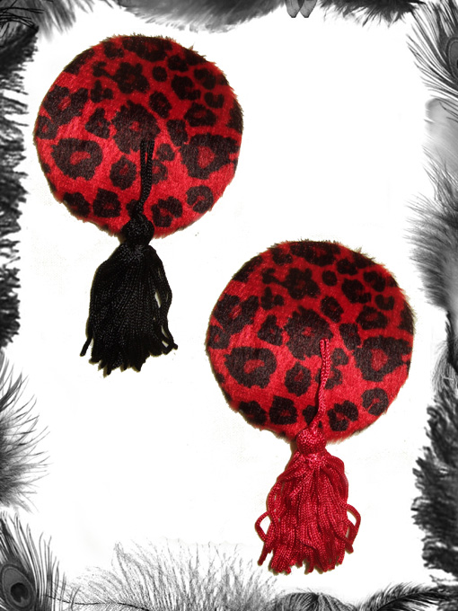 leopard print burlesque pasties, burlesque wear