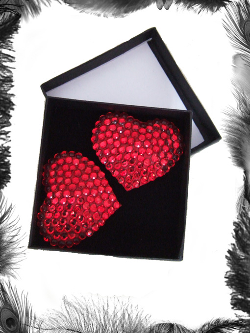 rhinestone heart burlesque pasties, burlesque stripper