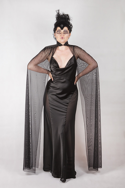 Rhinestones Mesh Cape, Couture