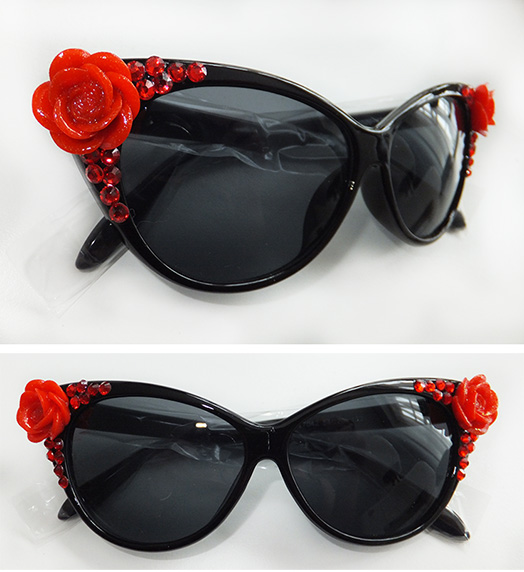 Roses n Rhinestones cat eye sunglasses