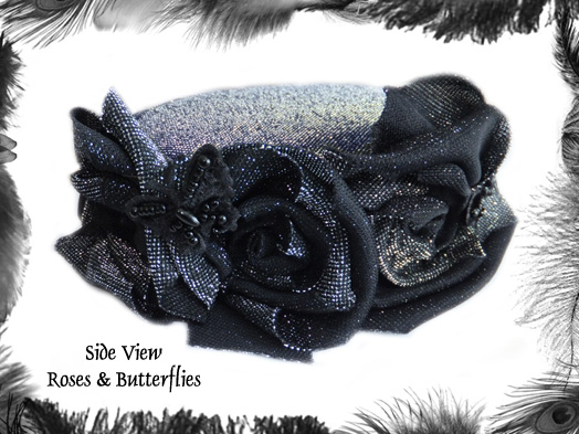 glitter rose butterfly pill box hat