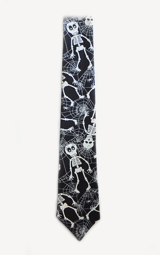 skeleton glow in the dark tie, halloween