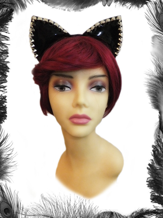 pvc spikes cat ears headband