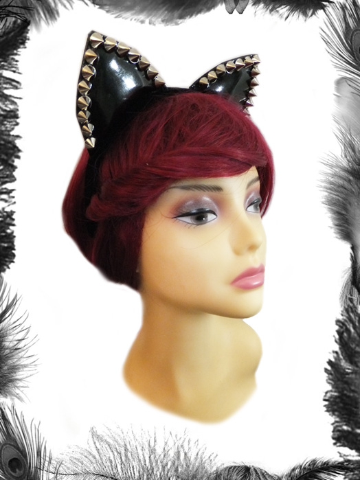 pvc spikes cat ears headband