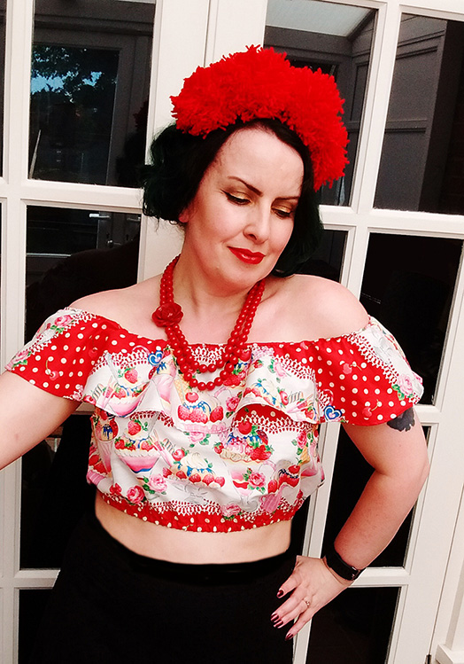 summer polka dot rockabilly crop top