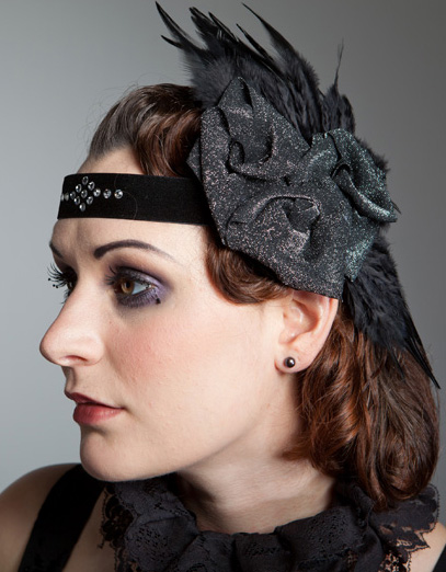 swarovski crystal rose feather flapper headband