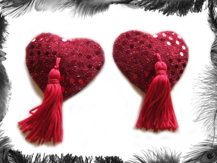 Sequin Heart Nippel Tassels, Burlesque wear