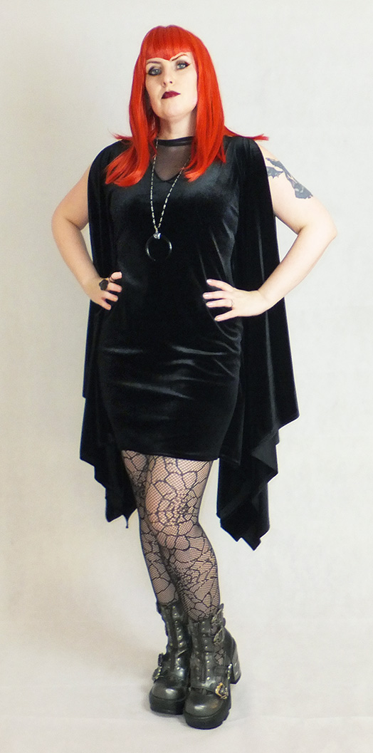 velvet cape gothic dress