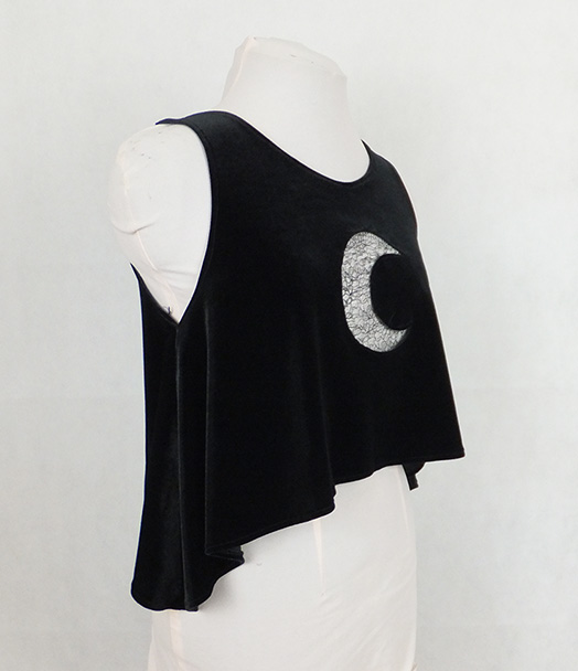 velvet moon crop top, gothic top