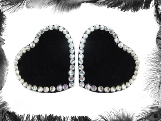 velvet rhinestone heart shoe clips