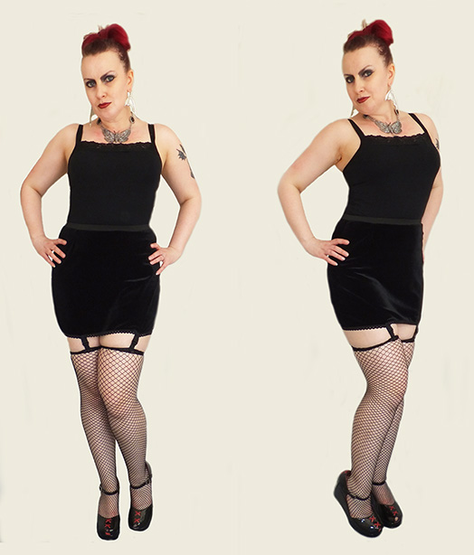 mini velvet suspender skirt, gothic, clubbing skirt