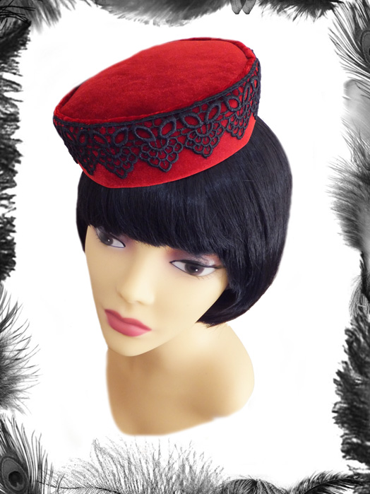 Velvet & Lace Pill Box Hat