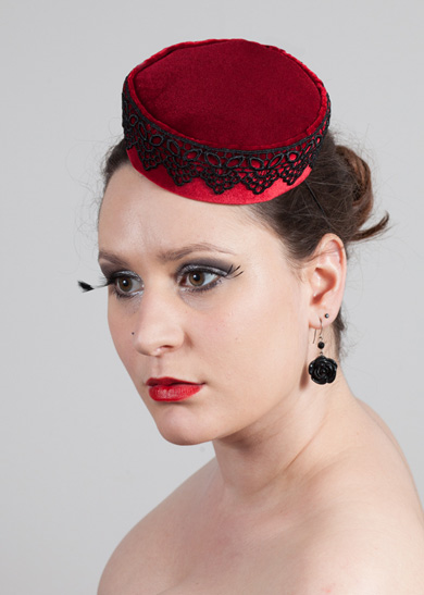 velvet lace pill box hat