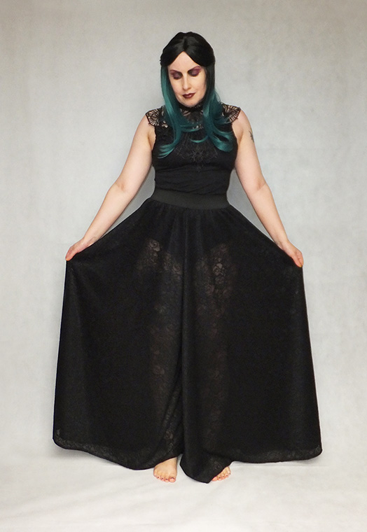 gothic lace huge wide leg trousers