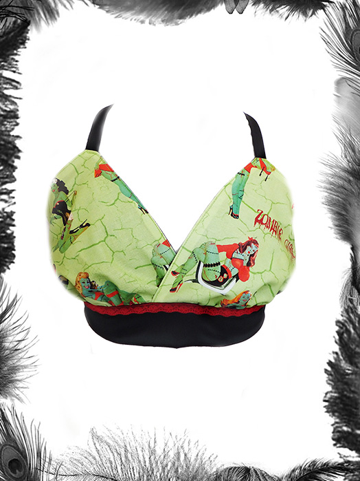 Zombie Pin Up Print Bra, Cami Top, Horror Zombie Pin Up Print Bra, Cami Top, Horror