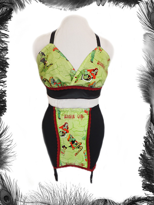 zombie pin up bra top, psychobilly, horror